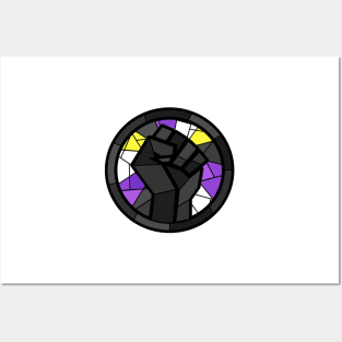 BLM Stained Glass Fist (Non-Binary) Posters and Art